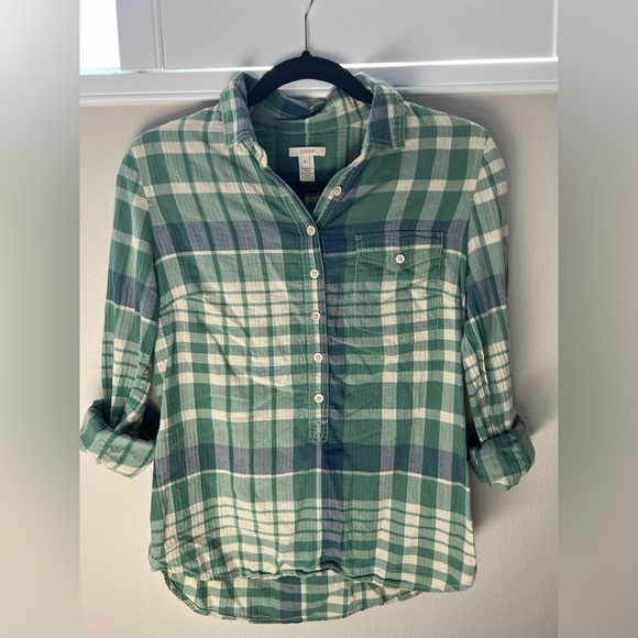 J.Crew Green Plaid Popover Shirt, XS - Picture 4 of 4
